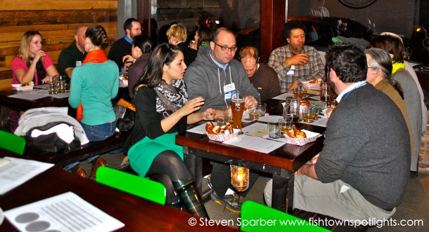 A German beer and food tasting at Frankford Hall, with KCFC members and prospective members.